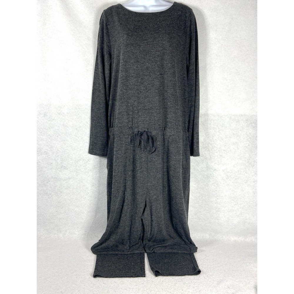Soft Surroundings Jumpsuit Women's Large Charcoal Everyday Knit Chic New